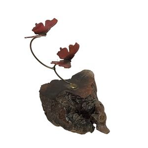 Yosie 1981 Vintage Paramount California Wood Base with Metal Butterflies